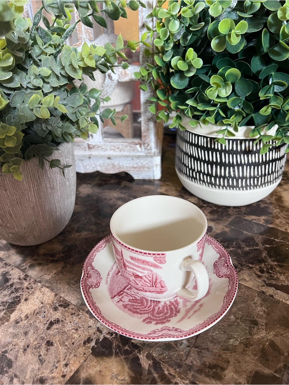 Johnson Brothers Rose Pink Transferware Teacup & Saucer